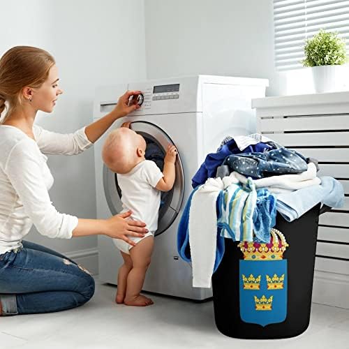 Coloque os braços de cestas de lavanderia impressa na Suécia com alças à prova d'água de roupas