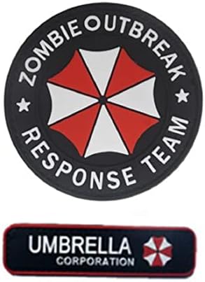2PCS Umbrella Corporation Moral Tactical Patch Figurino PVC Emblem Cost On Hook Backing Applique -Zombie A surto