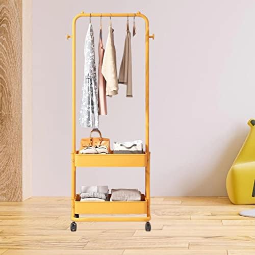Rack de roupas de Colcolo com rodas Organizador de roupas para lavanderia para a entrada de lavanderia, amarelo