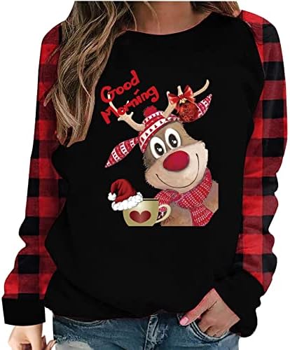 4zhuzi suéter de natal fofo para mulheres engraçadas renas de animais de manga longa camisas
