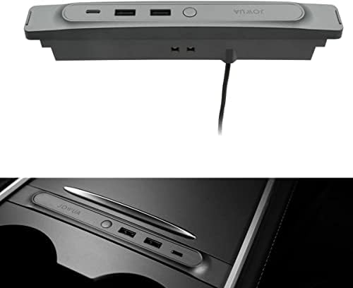 Jowua Mini LED Hub Bar compatível com 2021-2023 Tesla Modelo Y & Modelo 3, 1 porta USB-C, 2 portas USB-A