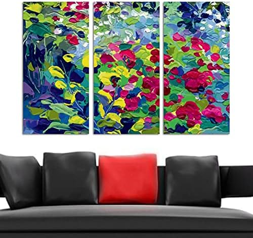 3 painéis Arte de parede emoldurada Flores de parede Óleos de óleo pinturas a óleo Arte doméstica moderna