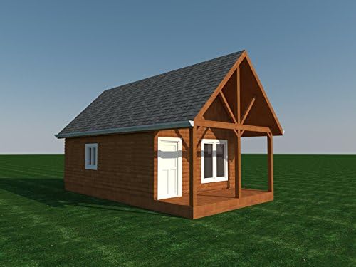 Planos de cabine com Loft Diy Cottage Guest House Plan 384 pés quadrados
