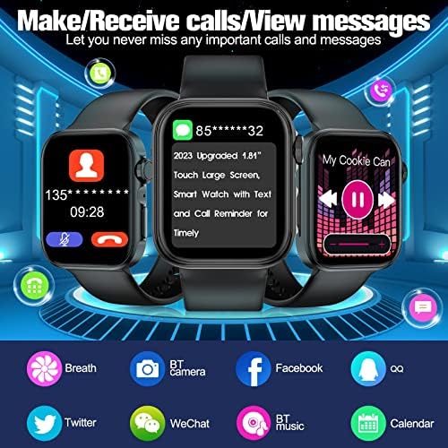Smart Watch for Android e iOS Phone Men Mulher, 2023 mais recente 1,81 Big Touch Screen rastreador