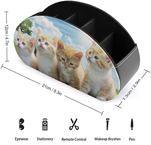 Sun and Cats Leather Remote Control Solder com 5 compartimentos bandeja de mesa de armazenamento de escritório
