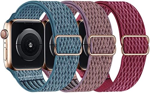 Bandas de loop solo de nylon elástico Swhatty compatíveis com Apple Watch 41mm 40mm 38mm, Elastic Sport