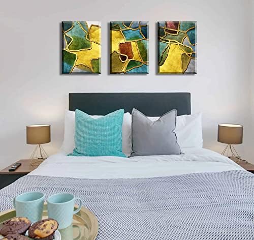 Blinfeiru Gold Abstract Wall Art para sala de estar Decoração de parede dourada para quarto Modern