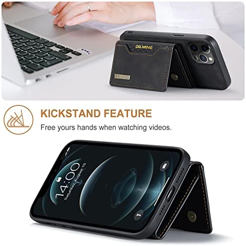 Szhaiyu 2 em 1 capa traseira destacável compatível com o iPhone 12 Pro Max Wallet Case com suporte de couro