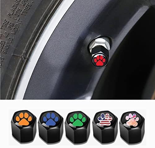 Capas de caule de válvula de pneu de roda de metal Caps de 5 pacote de gato/cão Patter