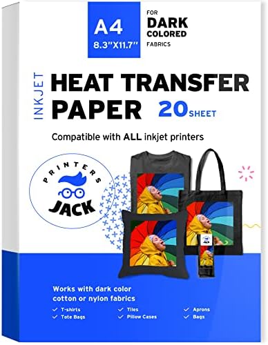Impressoras Jack Papel de transferência de calor de ferro de 4 40 folhas para tecido escuro e claro,