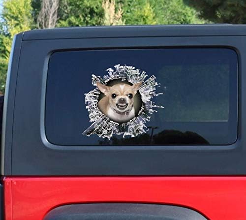 2pcs rosnando chihuahua decalque cão chihuahua decalque chihuahua cachorro janela quebrada adesiva