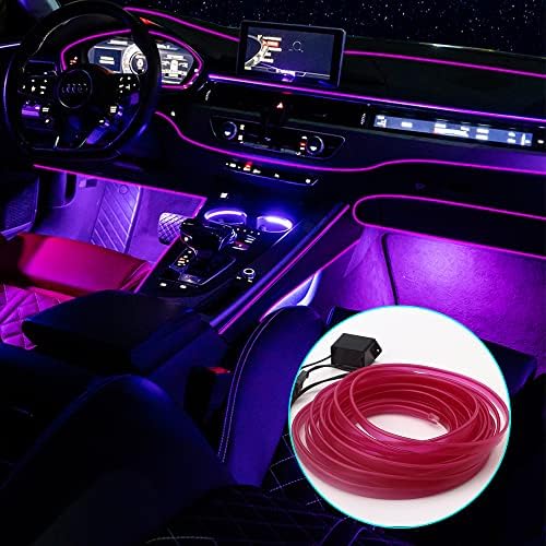 Luzes de fio El para carro, El Wire Purple Car Interior Luzes de neon de 16 pés/5m LED LED LUZ INTERIOR USB 5V para decoração de festa do jardim de carros