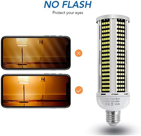 60W lâmpada de milho LED, 6000LM E26/E27 5500K 85V ~ 265V Super Bright Lamp, adequado para uso interno, garagem,