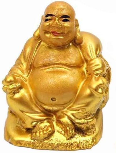 JapanBargain 4500, conjunto de 6 estátuas de Buda rindo Buda Buda Lucky Buda Figuras de Deuses Fengshui, cor de ouro