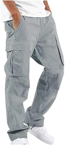 Calças de vários bolsos do Hoyomi Men-Pocket, cargo ao ar livre, calça de calça tática de calças retas,