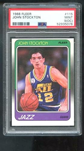 1988-89 Fleer 115 John Stockton Rookie RC PSA 9 Card de basquete classificado NBA - Cartões de basquete