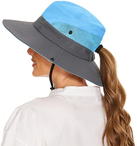 Zando Sun Womens Sun Hat com buraco de rabo de cavalo para mulheres Chapéus solar dobráveis ​​para