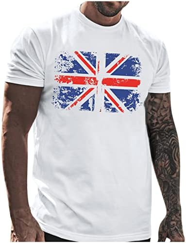 Camisas grandes e altas para homens masculino verão Inglaterra Bandeira de impressão Blusa redonda