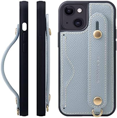 Hanatora] iPhone 13 Mini Caso Caso de couro Caixa de couro com relevo Correia de couro associada Um cartão de operação