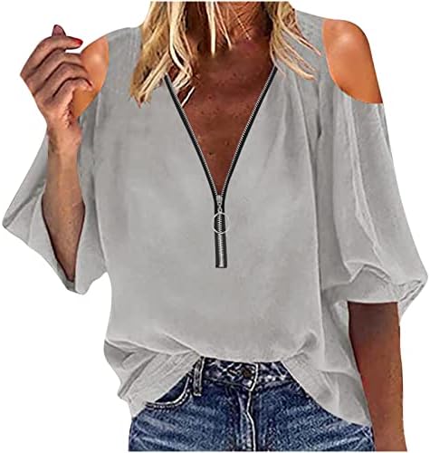 Zip -up t camisetas para mulheres verão outono de manga longa vespa de pescoço de pescoço de pescoço