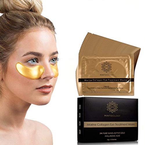 Mintbiology Luxury Gold Under Eye Patches para rugas: Sob máscaras para os olhos para círculos
