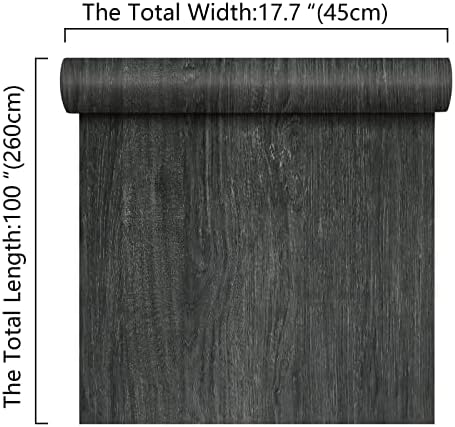 17.7''X100 '' Casca de madeira cinza escura e papel de parede de palito espesso auto-adesivo papel