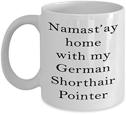 Cre8ivedesigns German Shorthair Pointer Caneca, Namast'ay Home com meu ponteiro de abreviação alemão,