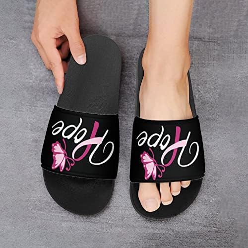 Câncer de mama Hope Butterfly House Sandals não deslizam os chinelos de dedo do pé para massagem banho
