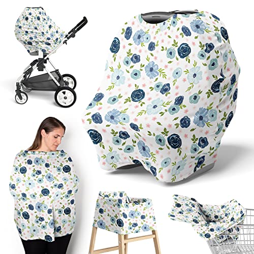 Doce jojo projeta a aquarela azul garota floral menina infantil capa de assento de bebê para amamentação