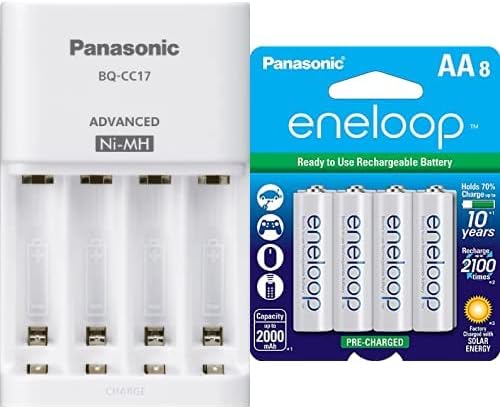 Panasonic BQ-CC17SBA ENELOOP Avançado carregador de bateria individual com 4 luzes indicadoras de carga