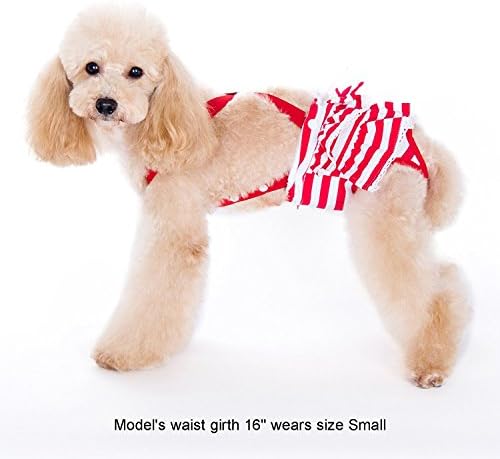 Alfie Pet - Charlotte Frelaper Dog Sanitary Pantie com Suspender for Girl Dogs - Color: Red, Tamanho: Médio