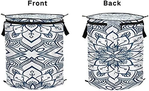 Xigua Otomano Pattern Popup Laundry Tester, cesta de roupas sujas portáteis dobráveis ​​com tampa com zíper,