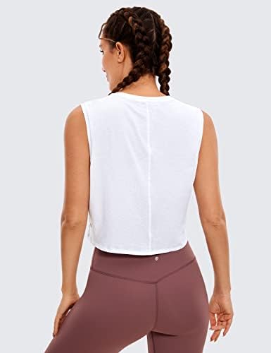 Crz Yoga Pima algodão cortado tampa de tanques para mulheres trepadeiras camisas atléticas com