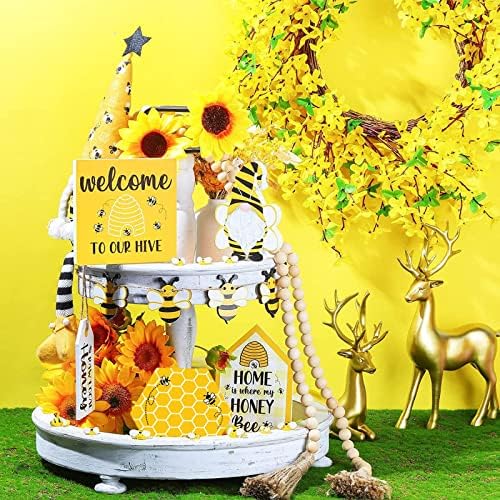Ornamento metálico Conjunto de abelhas Decorações de abelhas Spring Farmhouse de abelhas Decoração de bandeja