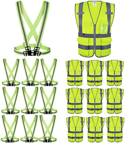 Colet de segurança de alta visibilidade da Dazonity, com bolsos e zíper, 20pcs, 2xl, engrenagem de segurança de