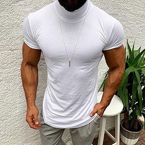 Camisetas para homens, mensual camiseta de verão sólida slim fit slim manga curta gola gola alta camisetas de