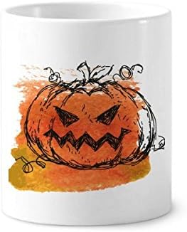 Abóbora pintada à mão de halloween dentes de escova caneta caneca de cerâmica stand cup