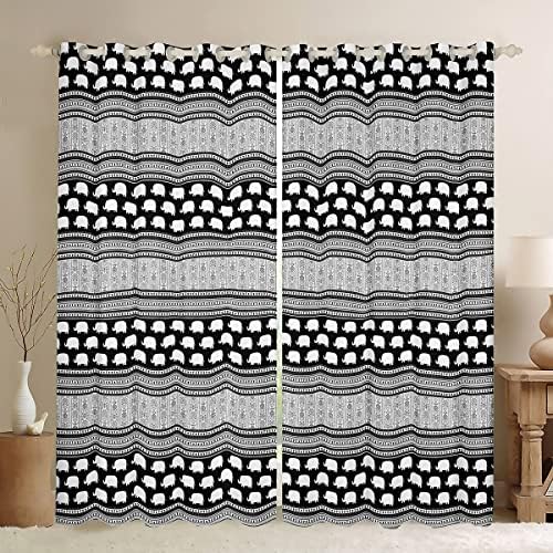 Cortinas de elefante de desenho animado erosebridal cortinas e cortinas preto e brancas design exóticas de