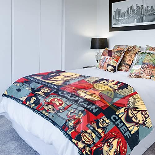 Um cobertor engraçado de peça, cobertores de anime difusos super macios para adultos crianças meninos, cobertor de flanela de lã leves para sofá de sofá, lençóis de cama de cama de cama decoração de casa 60 × 40