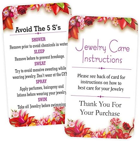 Cartões de instrução de cuidados com joias - 3,5 x 2 Obrigado Inserção de pacote para a limpeza de