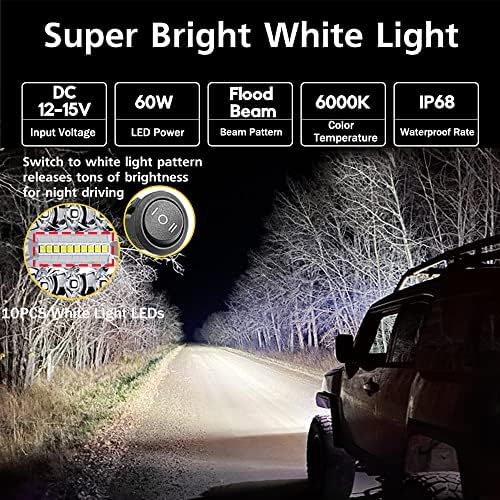 NIBRIGHT 4 polegadas RGB LED PODS Barra de luz para caminhão [modo RGB + luz branca pura] [1600 mais