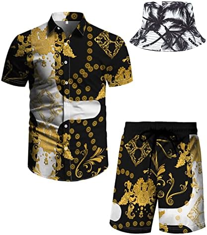 Camisas de roupa de praia Conjunto de shorts: Yaogro Men's 2 peças combinando roupas do Festival Floral
