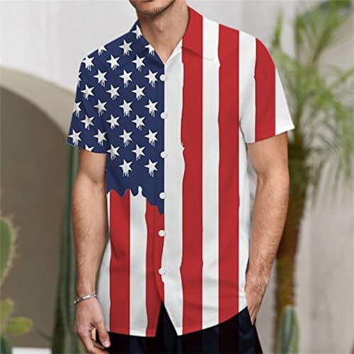 Camisa havaiana para masculino camisa masculina camisa Down Men Men Day Independence Day 1776 Camisas patrióticas