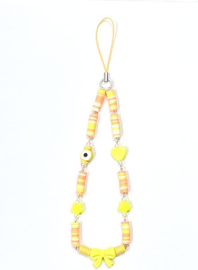 Heddz amarelo Fimo Heart Evil Eye cordão para designe-strings crossby strings para mulheres e garotas com miçangas