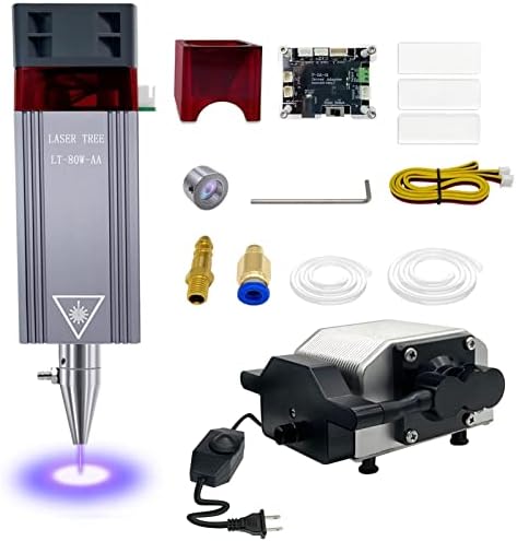 Módulo de gravador a laser, 80w, módulo a laser com assistência de ar de metal 45mm foco fixo 24V, kit de bomba