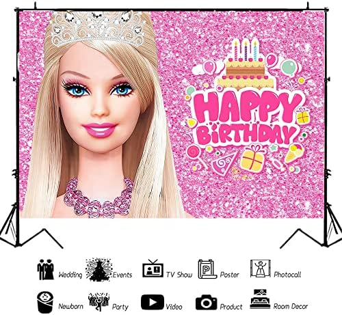 Withu Barbie Beddrop For Girls Lady Women Birthday Birthday Sparkle Bolo Decor Decor Photoshoot Studio Video Photos