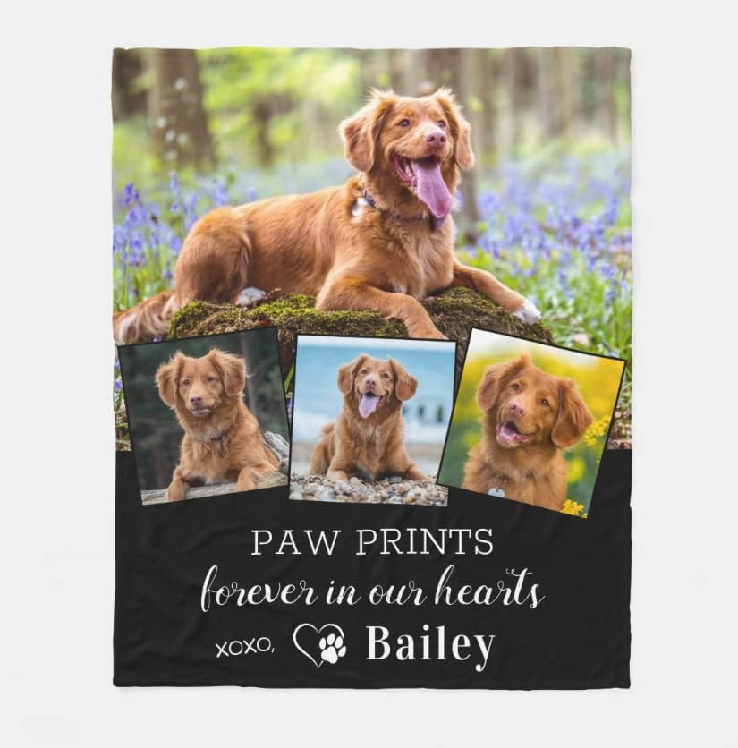Personalizado Memorial de cães personalizados Pet Liss Fleece Sherpa Blanket, Presentes memoriais para