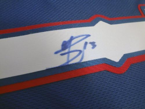 Jurickson Pro Profar autografou a camisa do Texas Rangers com prova, foto de Jurickson assinando para