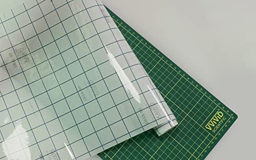 VVivid Vinyl Transfer Fita Roll Clear com fita de aplicação de grade de alinhamento azul para placas de artesanato de decalques médios
