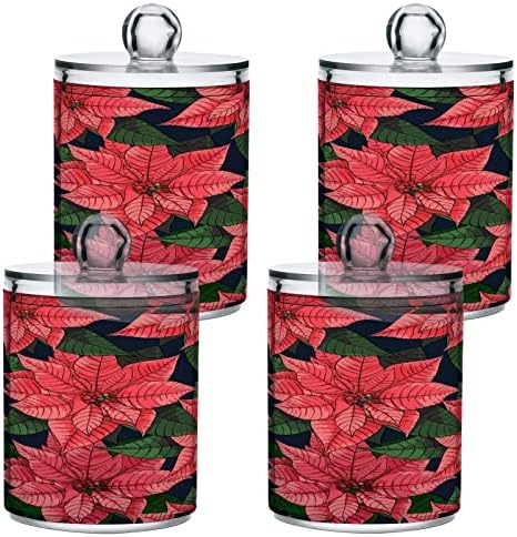 Alaza 2 Pack Qtip Dispenser Dispensador de Natal Poinsettia Flower Banheiro Organizador de banheiro